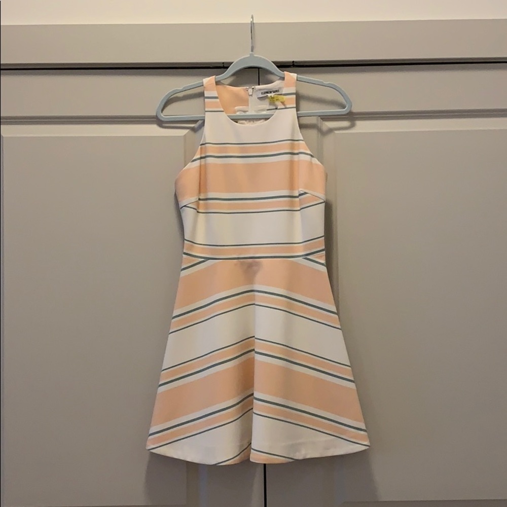 White Peach Green Magdalena Striped Dress